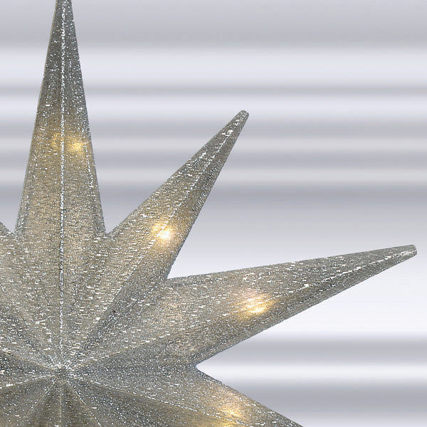 12" Lit Silver Glitter Star Tree Topper - Southlake Paws