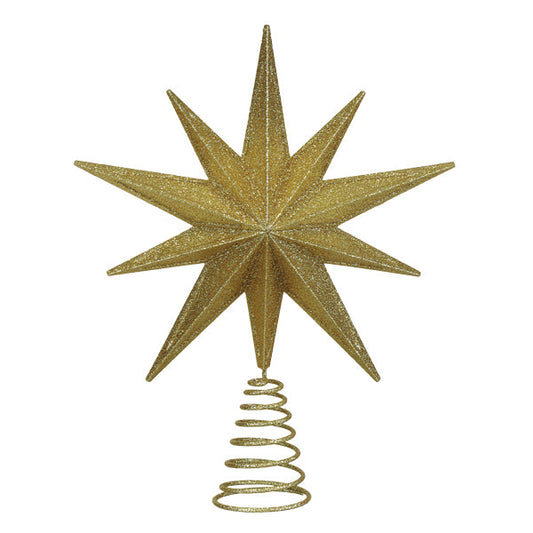 12" Lit Gold Glitter Star Tree Topper - Southlake Paws