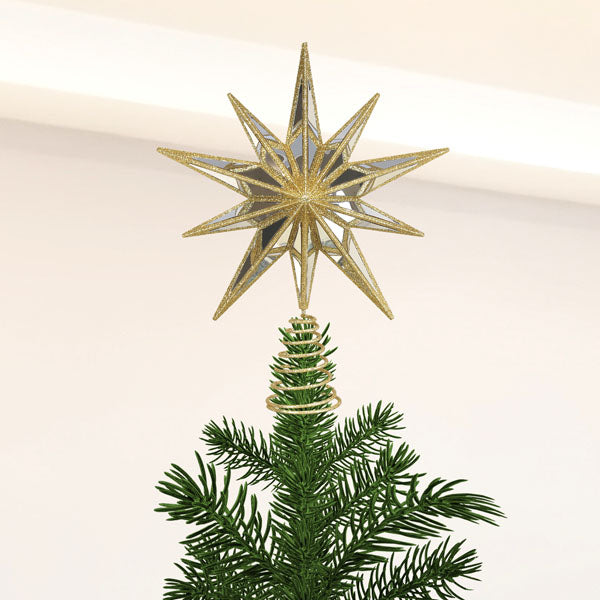 12" Gold Double-Sided Mirrored Star Tree Topper - Southlake Paws