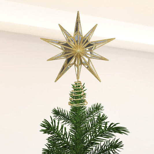 12" Gold Double-Sided Mirrored Star Tree Topper - Southlake Paws