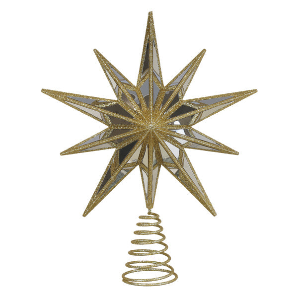 12" Gold Double-Sided Mirrored Star Tree Topper - Southlake Paws