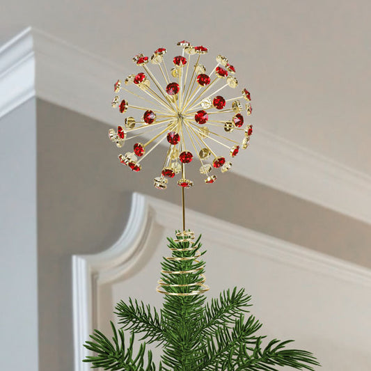 12" Red Crystal Burst Tree Topper - Southlake Paws