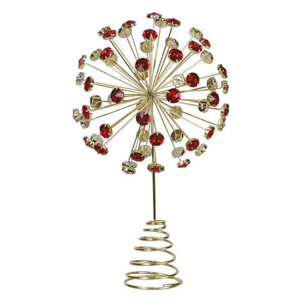 12" Red Crystal Burst Tree Topper - Southlake Paws