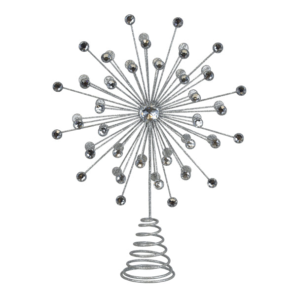 13" Silver Crystal Burst Tree Topper - Southlake Paws