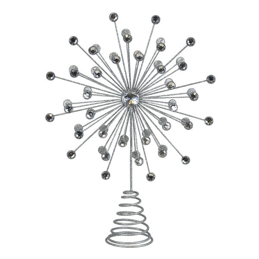 13" Silver Crystal Burst Tree Topper - Southlake Paws