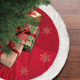 Load image into Gallery viewer, 48" Red Snowflake Embroidered Tree Skirt With Faux Fur Trim - Southlake Paws

