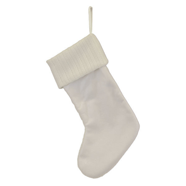 White Plush Cable Knit Stocking - Southlake Paws