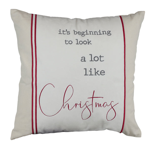 18" It's Beginning to Look a Lot Like Christmas Square Pillow - Southlake Paws