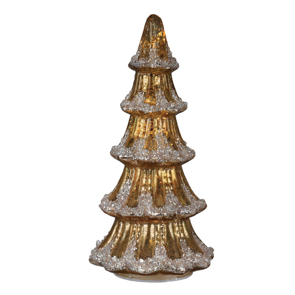 12" Lit Gold Mercury Glass Tabletop Tree - Southlake Paws