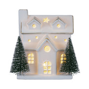 Lit Ceramic House With Trees