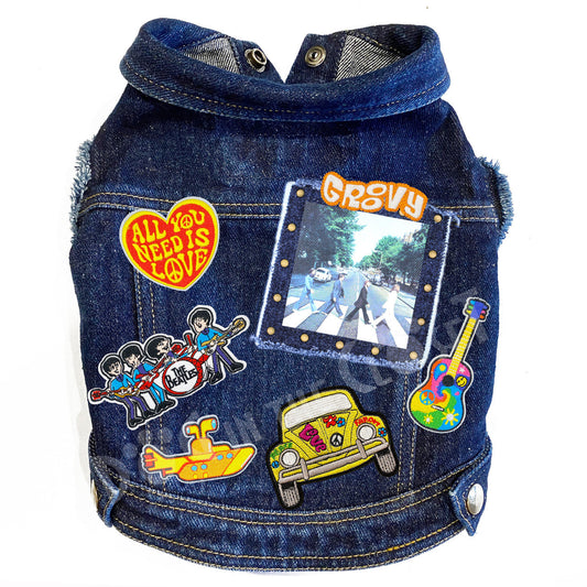 Rock Star (The Beatles) Abbey Lane (Large) Denim Dog Jacket alternate view