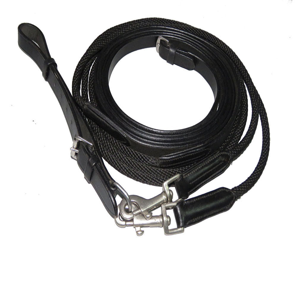 Henri de Rivel Advantage Draw Reins - Rounded Nylon / Leather Snap - image 3