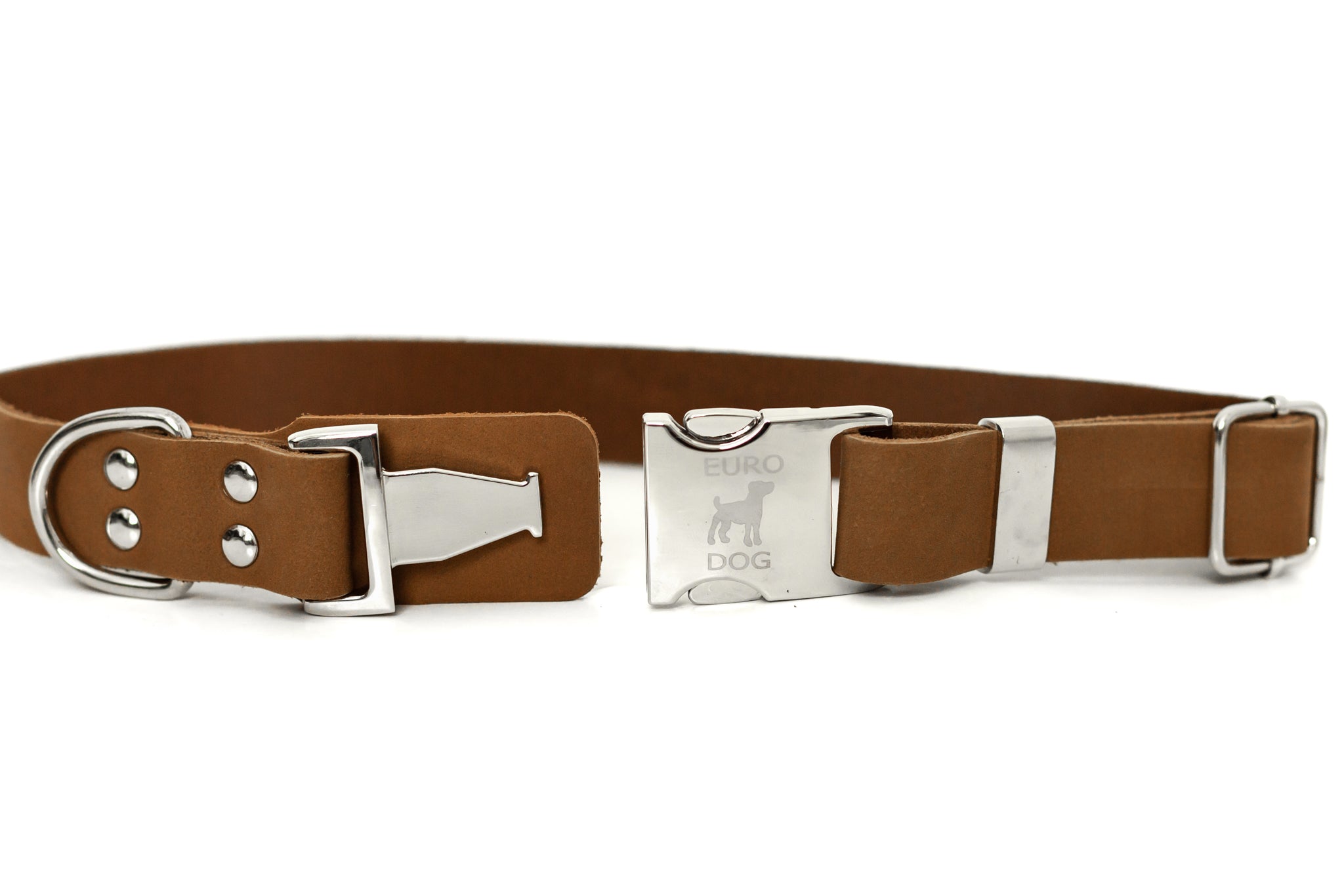 Modern Style Quick-Release Earth Brown Leather Dog Collar - image 2