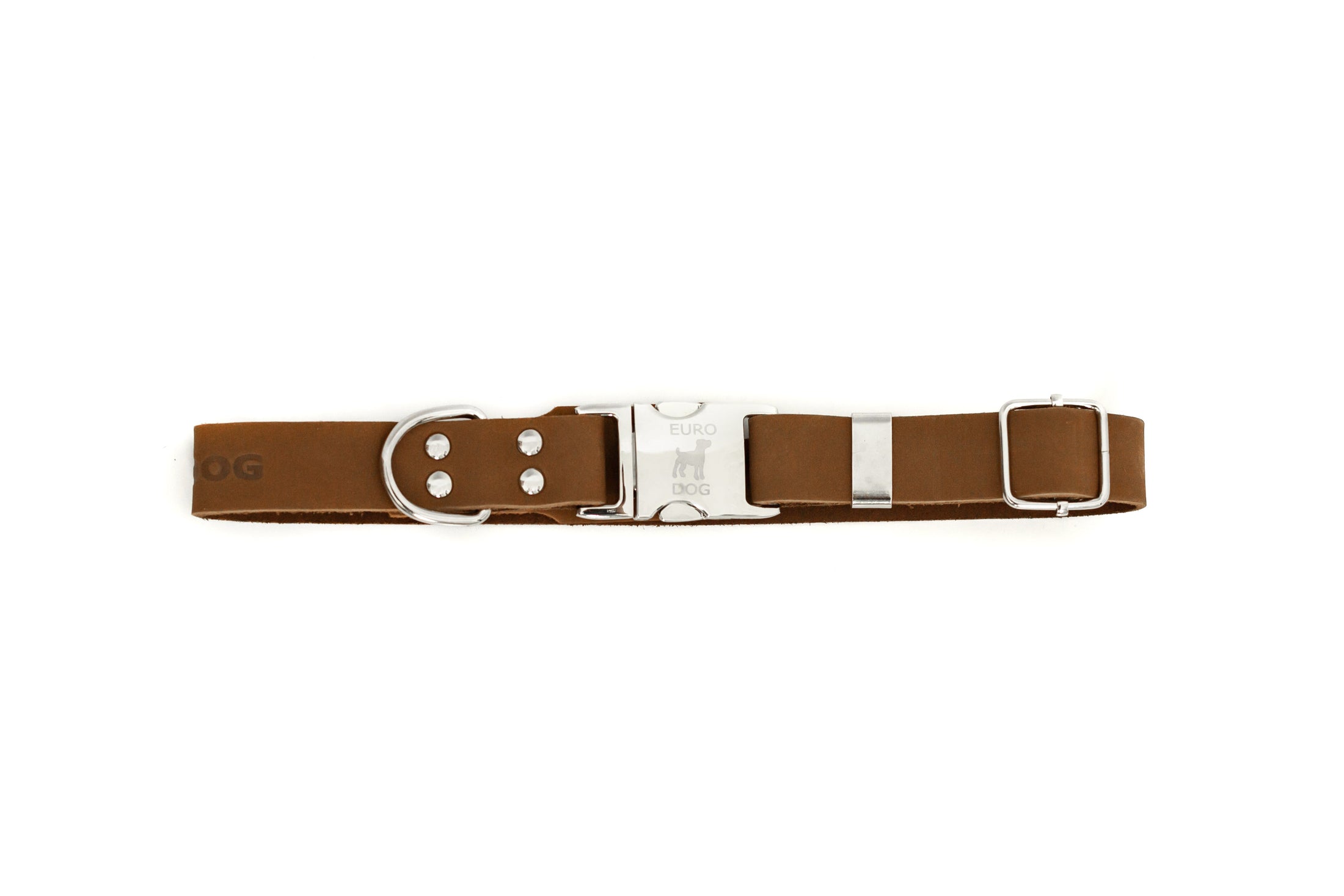 Modern Style Quick-Release Earth Brown Leather Dog Collar - image 3