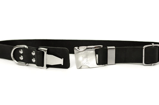 Modern Style Quick-Release Midnight Black Leather Dog Collar - image 2