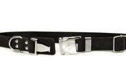 Modern Style Quick-Release Midnight Black Leather Dog Collar