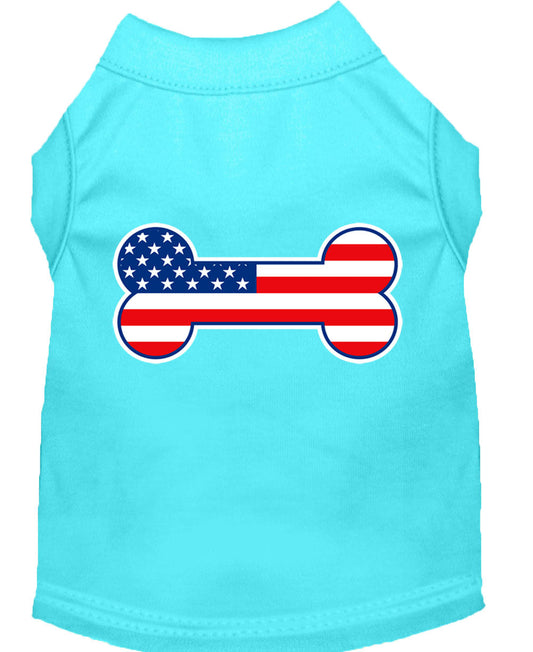Pet Dog & Cat Shirt Screen Printed, "Bone Shaped American Flag"