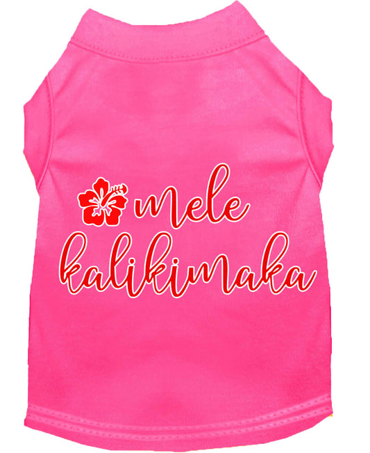Christmas Pet Dog & Cat Shirt Screen Printed, "Mele Kalikimaka"