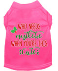 Load image into Gallery viewer, Christmas Pet Dog & Cat Shirt Screen Printed, "Who Needs Mistletoe"
