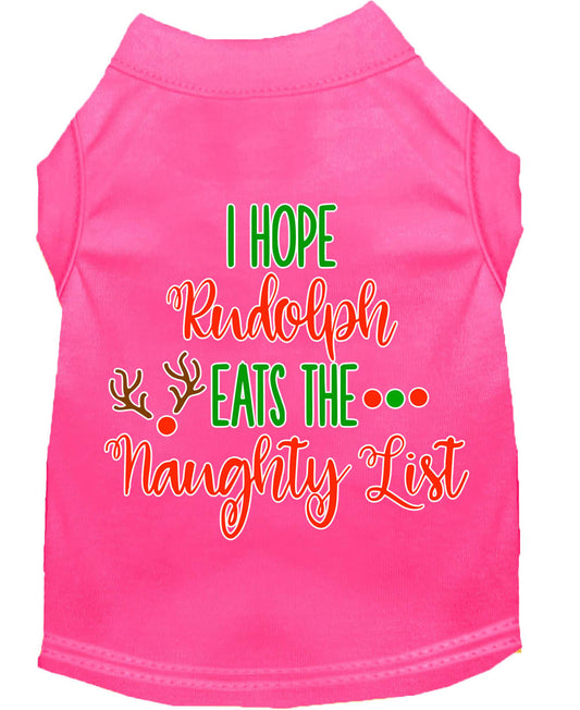 Christmas Pet Dog & Cat Shirt, "I Hope Rudolph Eats The Naughty List"