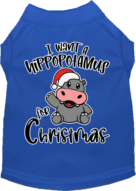 Christmas Pet Dog & Cat Shirt, "I Want A Hippopotamus For Christmas"