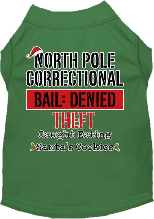 Christmas Pet Dog & Cat Shirt Screen Printed, "North Pole Correctional"