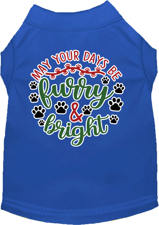 Christmas Pet Dog and Cat Shirt Screen Printed, "Furry & Bright"