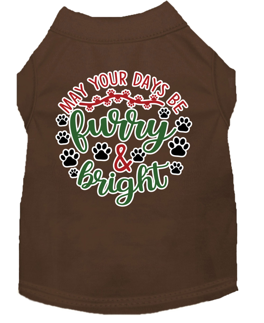 Christmas Pet Dog and Cat Shirt Screen Printed, "Furry & Bright"