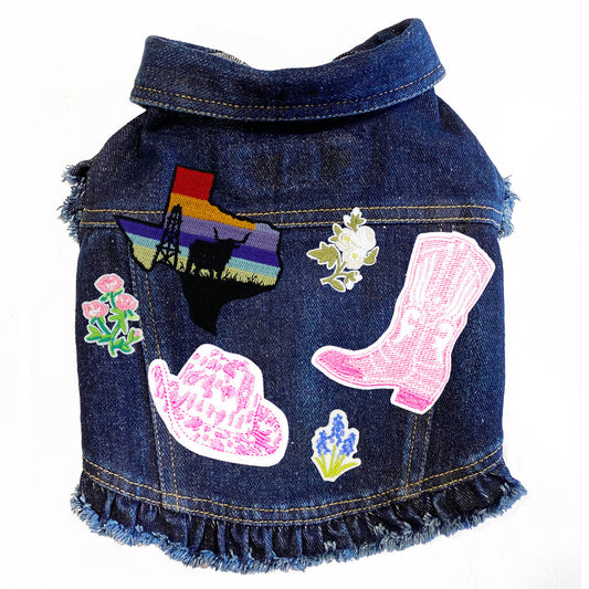 Texas Bluebonnet - Denim Dog Jacket alternate view