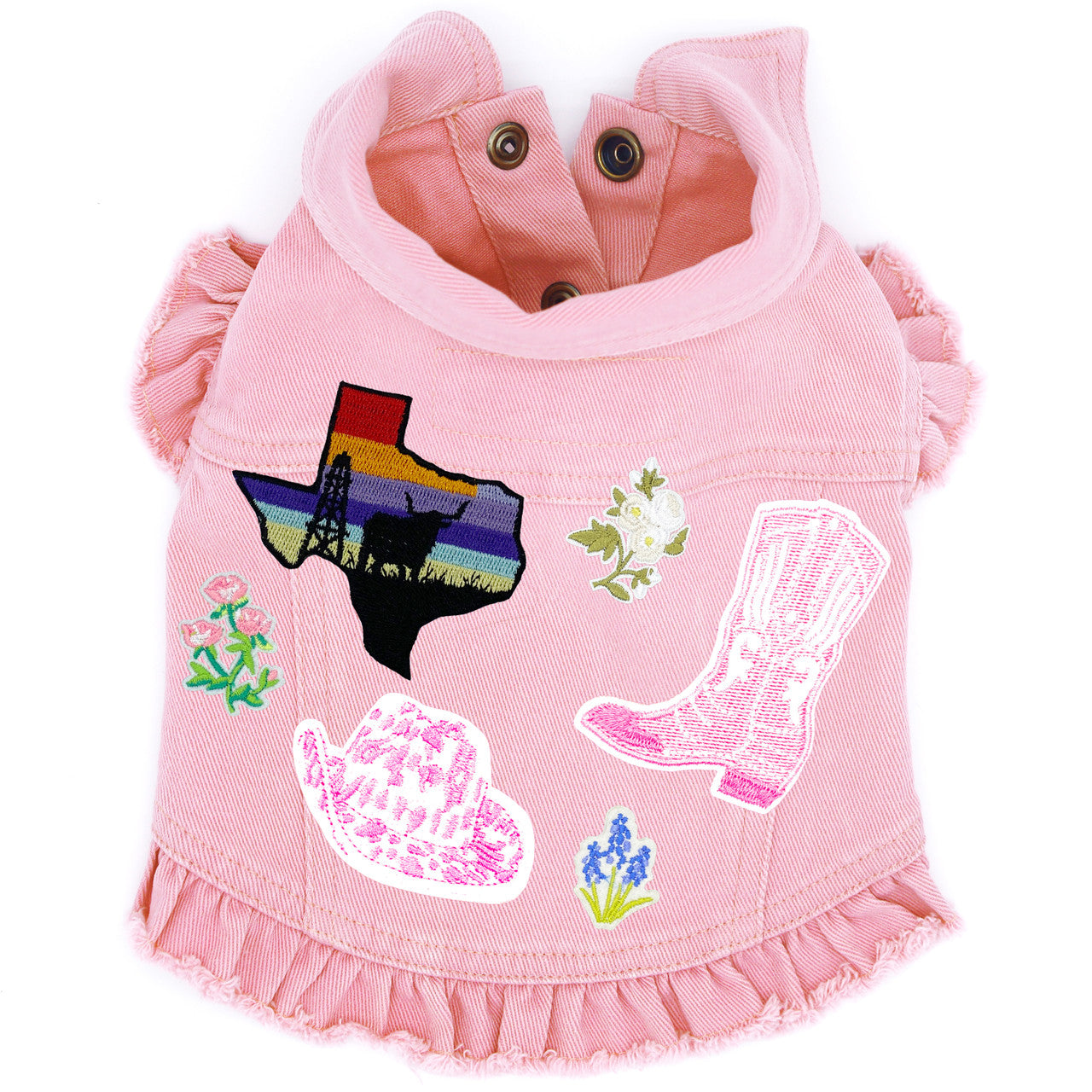Texas Bluebonnet - Denim Dog Jacket alternate view