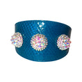 Load image into Gallery viewer, Dark Turquoise Snake with our 3 Custom Swarovski Crystal Rivets
