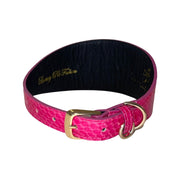 Fuchsia Pink Snake Collar With Green Rhinestone Alligators