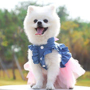 Chic Denim Tulle Tutu Dog Dress