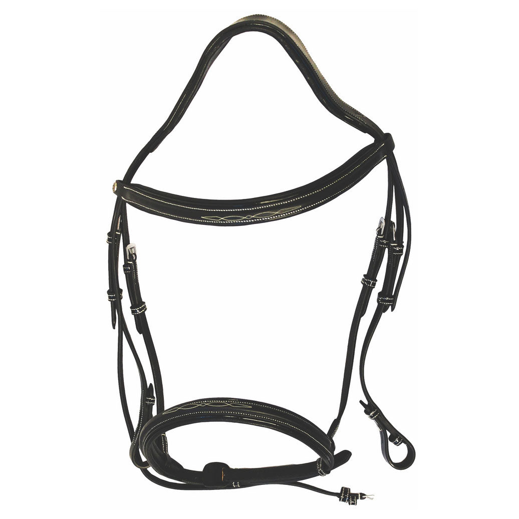 Henri de Rivel Pro Mono Crown Fancy Bridle with Patent Leather Piping and Laced Reins - image 7