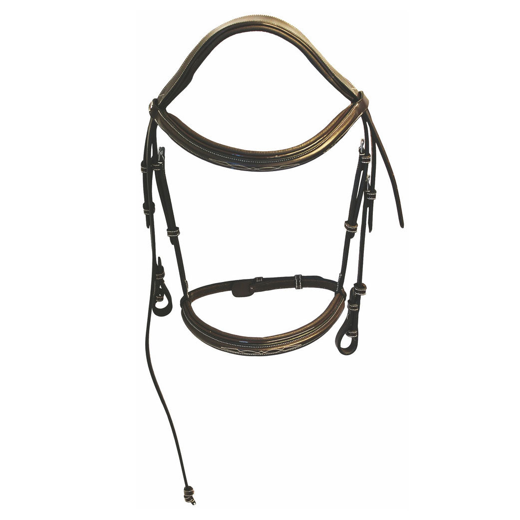 Henri de Rivel Pro Mono Crown Fancy Bridle with Patent Leather Piping and Laced Reins - image 2