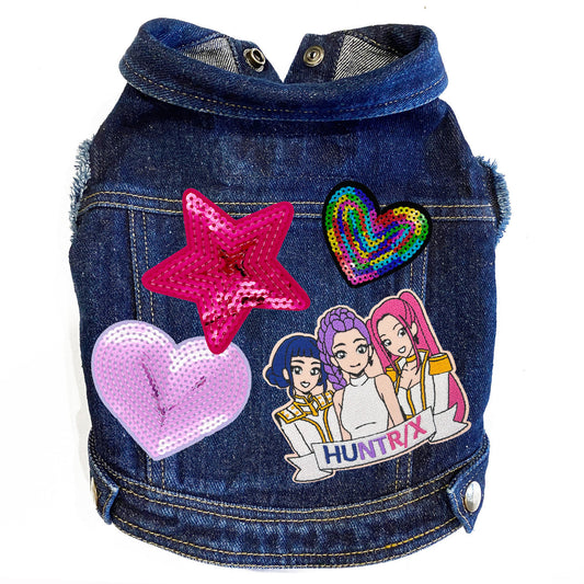 K-Pop Demon Hunter inspired Denim Dog Jacket for dogs