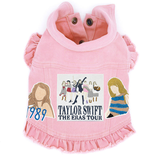 Eras Tour Swiftie inspired Denim Dog Jacket alternate view