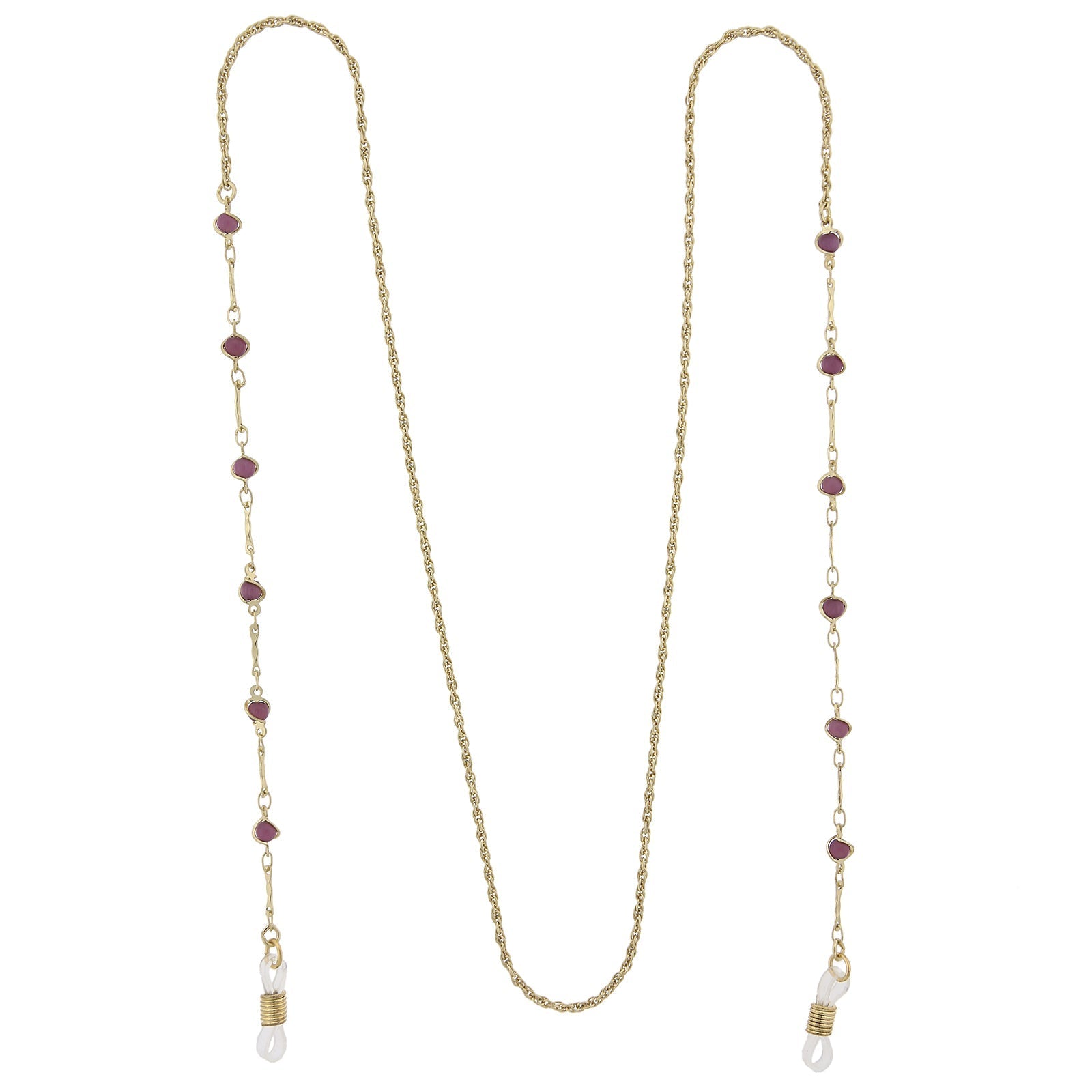 Purple Faux Cats Eye Bead Eyeglass Holder Chain Necklace 32"