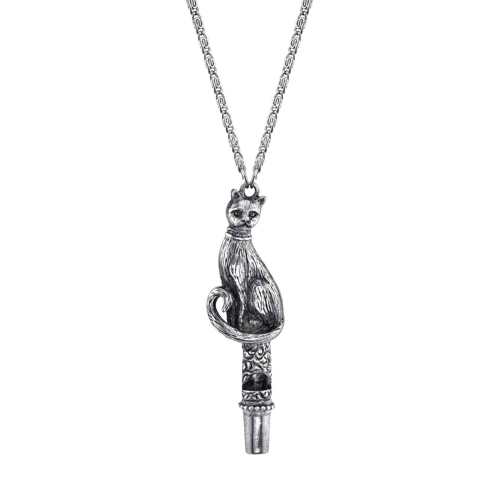 Cat Whistle Pendant Necklace 30"