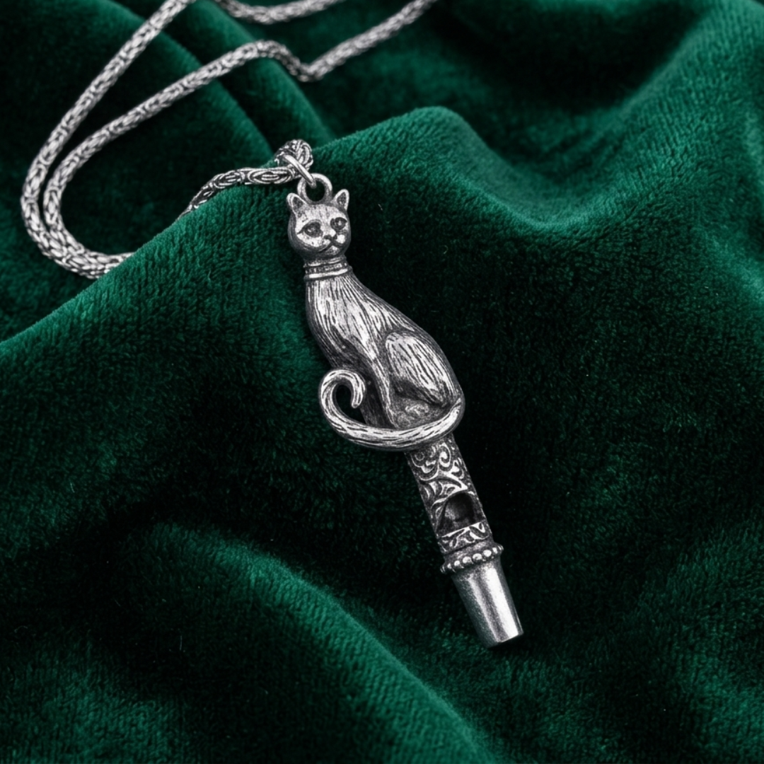 Cat Whistle Pendant Necklace 30"