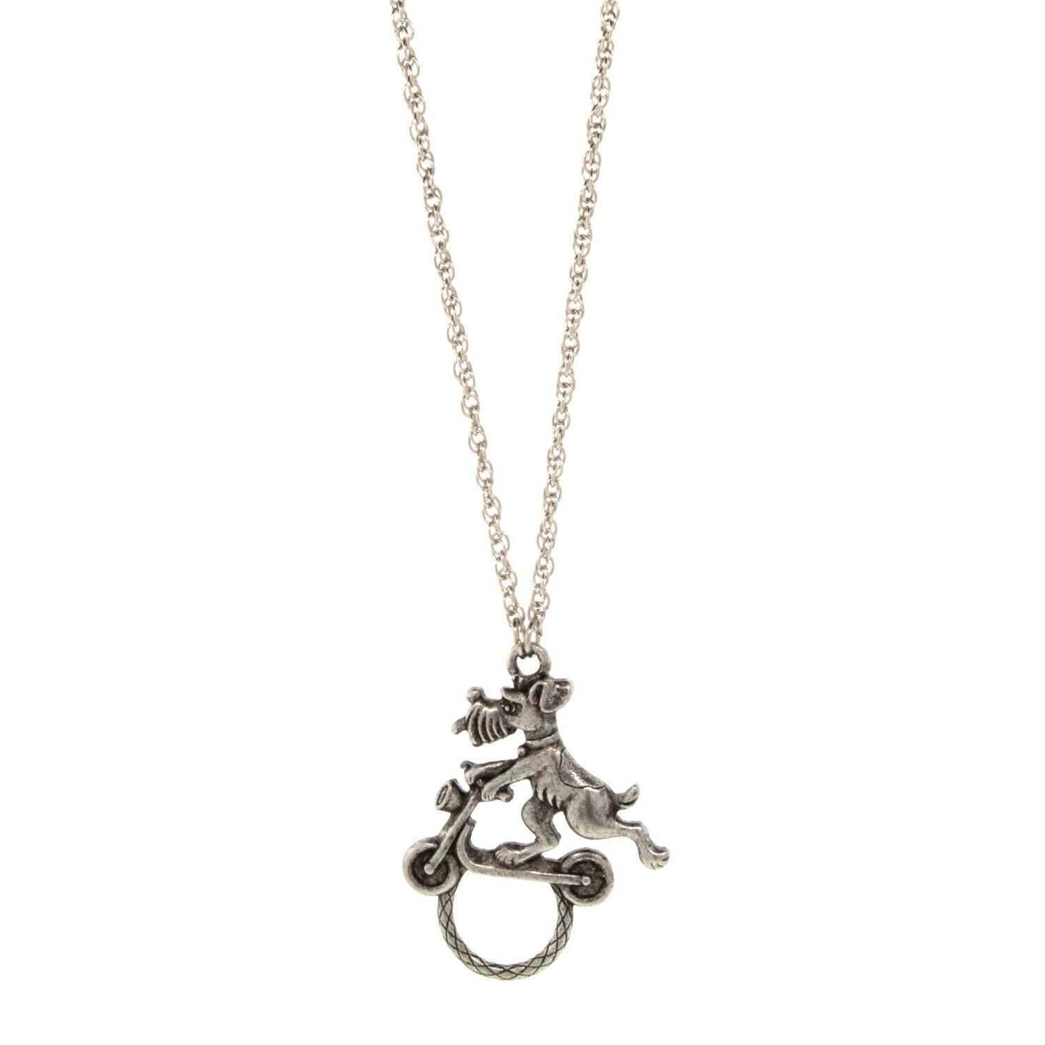 Dog On Scooter Badge & Eyeglass Holder Chain Necklace 30"