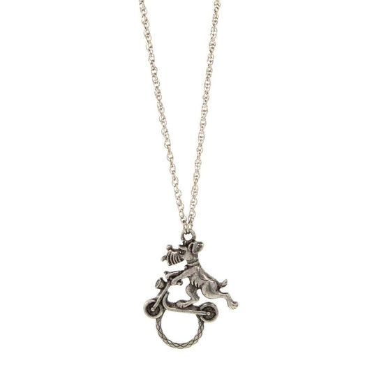 Dog On Scooter Badge & Eyeglass Holder Chain Necklace 30"