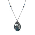 Load image into Gallery viewer, Pesky Cat & Fish Blue Enamel Pendant Necklace 30"
