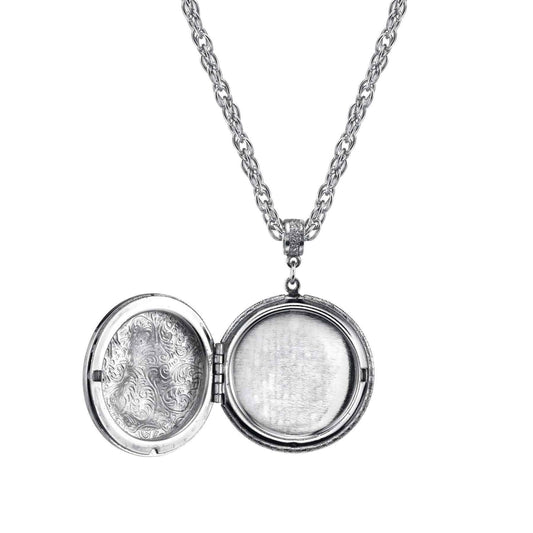 Pewter Cat Locket Necklace 30"