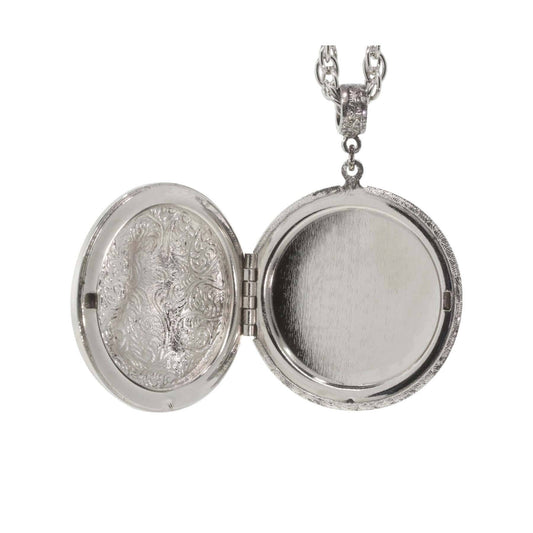 Blue Enamel Cat Locket Necklace 30"