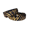 Load image into Gallery viewer, Black & Gold Zebra Print Italian Leather Classic Collar & Leash Set
