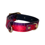 XS/S 7”-14”  Ruby Red/Purple Custom Snake Collar/Custom Gold Italian Hardware