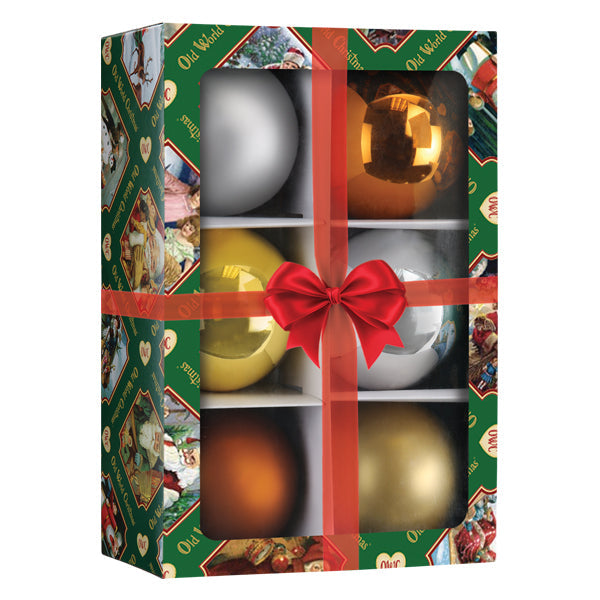 Metallics Balls - 3.5" 6 Count Ornament - Southlake Paws