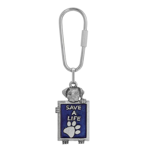 Blue Enamel Save A Life Dog Carabiner Key Chain