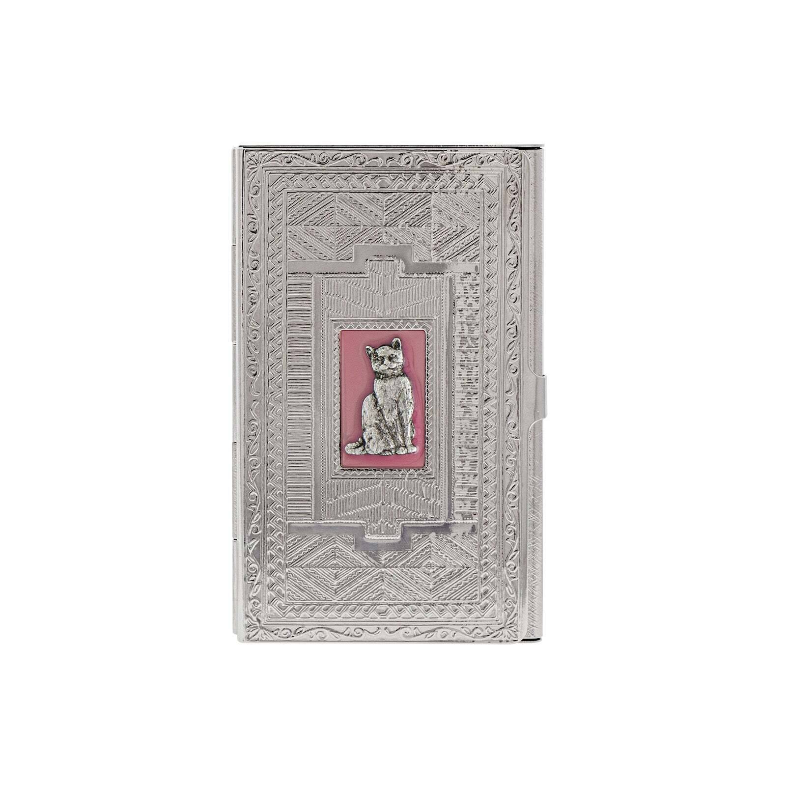Deco Pink Enamel Cat Slim Business Card Case